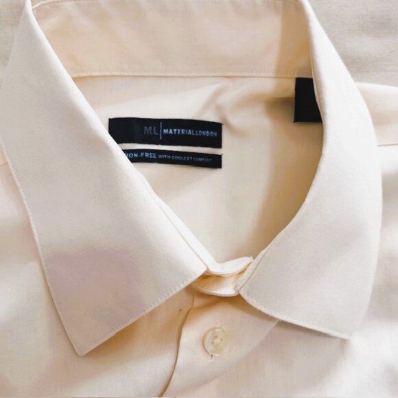 ML Material London Mens Shirt L Pale Yellow Button down Coolest Comfort read - Picture 4 of 8